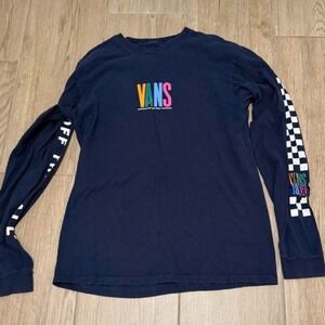 Vans long sleeve cotton shirt with checkered sleeves and 'VANS 1966' logo